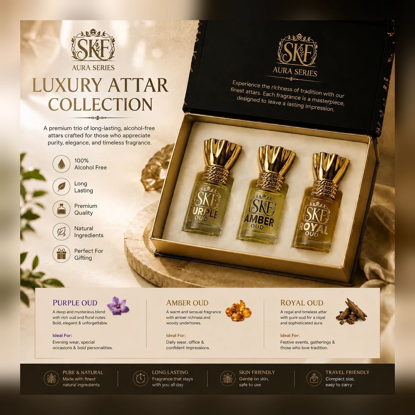Aura Series bottles inside gift box